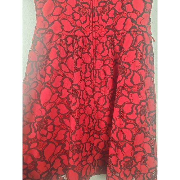 Lily Rose Red Black Skater Dress Sleeveless Spaghetti Lace Heart Large - Picture 3 of 6